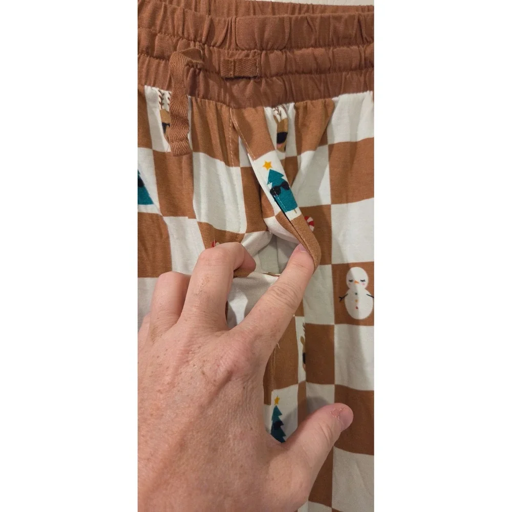 Little Sleepies Men's Large Christmas Pajama Pants Bamboo Checkered Holiday